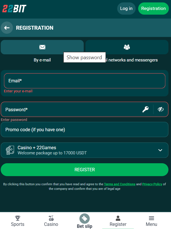 Registration at 22Bit India